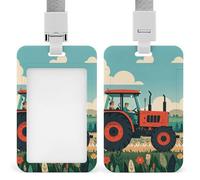 Porta badge identificativo con trattore agricolo, porta badge con cordino staccabile, design impermeabile per ufficio, posto di lavoro