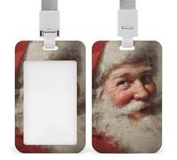Porta badge identificativo con volto di Babbo Natale sorridente, clip retrattile, porta carte di credito, nome, badge, per lavoro, ufficio, dottore, infermiera