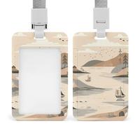 Porta badge identificativo disegnato a mano nave e faro porta badge personalizzato porta carte impermeabile porta nome titolare custodia protettiva per operaio dottore infermiera