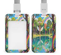 Porta badge identificativo Graffiti Lake Porta badge verticale con cordino tessere da lavoro Protettore per sicurezza di ufficiali e inse