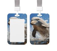 Porta badge identificativo in plastica trasparente C'è un delfino che salta porta badge verticale con nome protettore impermeabile con cordino porta carte per nome, per lavoro, ufficio, infermiere