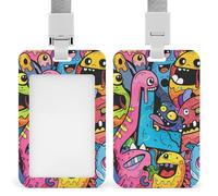 Porta badge identificativo in stile graffiti, impermeabile, staccabile, con cordino, porta carte d'identità in plastica, custodia per carte d'identità, per donne, uomini, infermiere, dottori