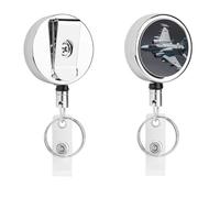Porta badge identificativo Jet Fighter - bobina retrattile per badge infermiera, portachiavi in metallo resistente, clip con corda di nylon da 68,1 cm, divertente targhetta per nome, per insegnanti