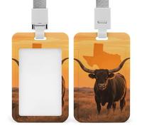 Porta badge identificativo Longhorn Steppe Longhorn Steppe con bobina retrattile, porta badge verticale con cordino staccabile, custodia per badge identificativi per personale di sicurezza, donne e uo