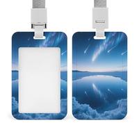 Porta badge identificativo Mirror Lake Meteor Shower Porta badge verticale con cordino tessere da lavoro Protettore per ufficiali Insegna