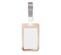 Porta badge identificativo scorrevole in plastica rigida a forma di uovo bianco con nastro rosa, per infermieri e ufficio