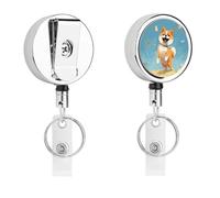 Porta badge identificativo Shiba Inu con bobina retrattile per infermiera, portachiavi in metallo resistente, con corda di nylon da 68,1 cm, etichette divertenti per nome, per insegnanti, infermiere