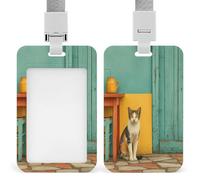 Porta badge identificativo vintage a forma di gatto, retrattile, con clip, per lavoro, ufficio, dottore, infermiere