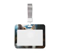Porta badge impermeabile con immagine di cane che guarda lontano, porta badge identificativo con finestra trasparente per documenti, per donne, uomini, personale in ufficio, insegnanti, infermieri