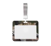 Porta badge impermeabile con leopardo che riposa su un albero, porta badge, con finestra trasparente per documenti, per donne, uomini, personale in ufficio, insegnanti, infermieri