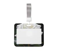 Porta badge impermeabile con rosa bianca, porta badge identificativo con finestra trasparente per documenti, per donne, uomini, personale in ufficio, insegnanti, infermieri