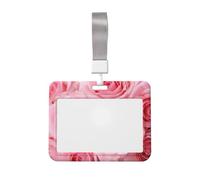 Porta badge impermeabile con rose fresche rosa, porta badge identificativo, con finestra trasparente per documenti, per donne, uomini, personale in ufficio, insegnanti, infermieri