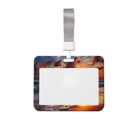 Porta badge impermeabile con scritta "Beach Sunrise", con finestra trasparente per documenti, per donne, uomini, personale in ufficio, insegnanti, infermieri