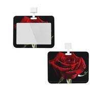 Porta badge impermeabile con sfondo rosa rossa e sfondo nero, porta badge identificativo con finestra trasparente per documenti, per donne, uomini, personale in ufficio, insegnanti, infermieri