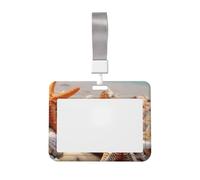 Porta badge impermeabile con stelle marine e conchiglie con spiaggia, porta badge con finestra trasparente per documenti, per donne, uomini, personale in ufficio, insegnanti, infermieri