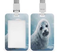 Porta badge impermeabile, porta badge con carta da parati raffigurante una foca arpa, adatto per badge scolastici, tessere da crociera, pass, ufficio per colleghi