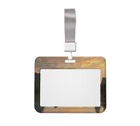 Porta badge in bambù con paesaggi stampati con fiume e barca, con cordino, clip di protezione per documenti d'identità, per infermiere, dottori, insegnanti