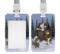Porta badge in legno rustico con cordino rimovibile, custodia verticale in plastica rigida per proteggere carte d'identità e carte di credito per ufficio e fabbrica