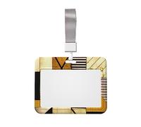 Porta badge in legno rustico stampato con cordino, clip per proteggere documenti d'identità, infermiere, dottori, insegnanti