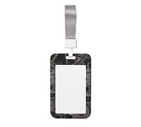 Porta badge in metallo arrugginito con stampa di ingranaggi per documenti d'identità, porta badge con cordino per impiegati in ufficio