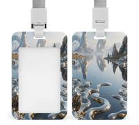 Porta badge in metallo liquido stampato lago verticale porta carte di nome adatto per ufficio scuola ID Card di prossimità Key Card patente di guida e pass