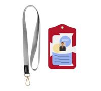 Porta badge in pelle con bandiera delle Isole Wallis e Futuna. Porta badge in pelle con cordino, custodia per carte di credito stampata su entrambi i lati, per ufficio e lavoro