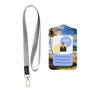 Porta badge in pelle con cordino, porta badge in pelle con mongolfiera Hawaii, porta badge in pelle per personale, insegnanti e studenti