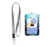 Porta badge in pelle con cordino, porta badge in pelle di cavalluccio marino, porta documenti in pelle per personale, insegnanti e studenti