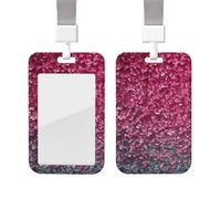 Porta badge in plastica impermeabile con cordino 3D rosa glitterato porta carte d'identità protezione verticale bobina badge manica porta badge per lavoro ufficio medico infermiera