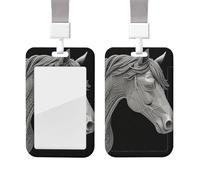 Porta badge in plastica impermeabile con cordino 3D View Horse ID Card Holder Vertical Card Protector Badge Reel Work Badge Sleeve Name Tag Holder per lavoro Ufficio Medico Infermiera
