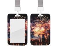 Porta badge in plastica impermeabile con cordino Bellissimo porta carte d'identità fuochi d'artificio Protezione verticale per badge Bobina per badge da lavoro Porta badge per lavoro ufficio medico