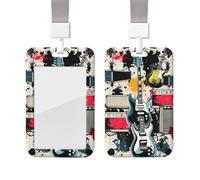 Porta badge in plastica impermeabile con cordino motivo musica rock porta carte d'identità protezione verticale per badge bobina badge manica porta badge per lavoro ufficio medico infermiera