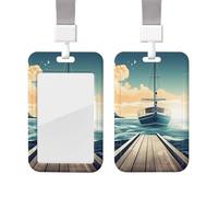 Porta badge in plastica impermeabile con cordino per barca, paesaggio marino, porta carte d'identità, protezione verticale, bobina per badge da lavoro, per ufficio, dottore, infermiere