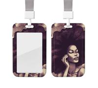 Porta badge in plastica impermeabile con cordino per capelli africani donne nere porta carta d'identità verticale porta badge bobina badge manica porta badge per lavoro ufficio medico infermiera