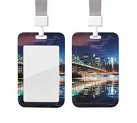 Porta badge in plastica impermeabile con cordino Porta carte d'identità New York Night Porta carte d'identità verticale Protezione per badge Bobina per badge da lavoro Porta badge per lavoro ufficio