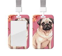 Porta badge in plastica impermeabile con cordino Pug Pizza Porta carta d'identità rosa Protezione verticale per badge Bobina per badge da lavoro Porta badge per lavoro ufficio medico infermiera