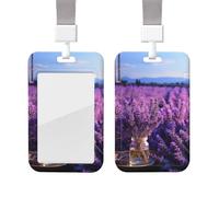 Porta badge in plastica impermeabile con cordino romantico lavanda porta carte d'identità protezione verticale porta badge bobina badge manica porta badge per lavoro ufficio medico infermiera