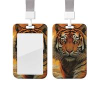 Porta badge in plastica impermeabile con cordino Sol che sorge Tigre Porta carte d'identità Protezione verticale per badge Bobina per badge da lavoro Porta badge per lavoro Ufficio Medico Infermiera