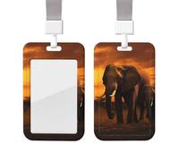 Porta badge in plastica impermeabile con cordino tramonto genitore-figlio elefante porta carte d'identità protezione verticale porta badge bobina badge manica porta badge per ufficio medico