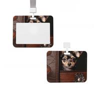 Porta badge in plastica per carte d'identità, porta carte d'identità verticale con cordino cane in pelle marrone, porta badge, targhette per chiavi, badge da lavoro, per infermiere, insegnanti, carte