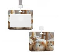 Porta badge in plastica per carte d'identità, supporto verticale per carte d'identità con cordino porcellini d'India, targhette per nome, chiavi, badge da lavoro, per infermiere, insegnanti, carte di