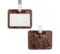 Porta badge in plastica per carte d'identità, supporto verticale per carte d'identità con cordino porta badge gufo in chicco di caffè, targhette con nome, chiavi, badge da lavoro, clip per infermiere
