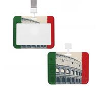 Porta badge in plastica per carte d'identità, verticale, con cordino, bandiera italiana romana, targhette per nome, chiavi, badge da lavoro, per infermiere, insegnanti, carte di credito