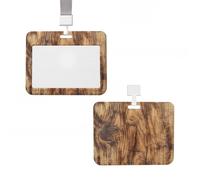 Porta badge in plastica per carte d'identità verticale con cordino Porta badge marrone con venature del legno marrone, targhette per chiavi, badge da lavoro, per infermiere, insegnanti, carte di