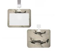 Porta badge in plastica per carte d'identità, verticale, con cordino, porta badge per aerei della seconda guerra mondiale, targhette per nome, chiavi, badge da lavoro, per infermiere, insegnanti