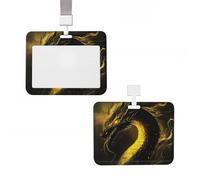 Porta badge in plastica protettiva verticale con cordino Drago giallo nero porta badge targhette portachiavi portachiavi clip badge lavoro per infermiere insegnante ufficio carte di credito