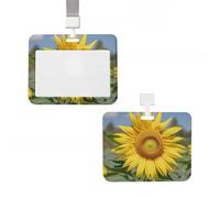 Porta badge in plastica protettiva verticale con cordino giallo dorato girasole porta badge targhette portachiavi portachiavi badge da lavoro clip per infermiere, insegnanti, carte di credito