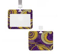 Porta badge in plastica protettiva verticale con cordino viola e giallo, targhette per nome, chiavi, badge da lavoro, per infermiere, insegnanti, carte di credito