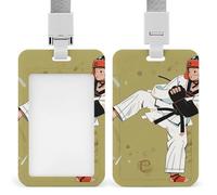 Porta badge in plastica rigida con design Taekwondo, custodia protettiva per nome, chiavi, carte, carte d'identità, carte di credito e chiavi di prossimità