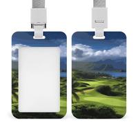 Porta badge in plastica rigida con immagine di golf delle Hawaii, custodia protettiva per carte d'identità, carte di credito e chiavi di prossimità